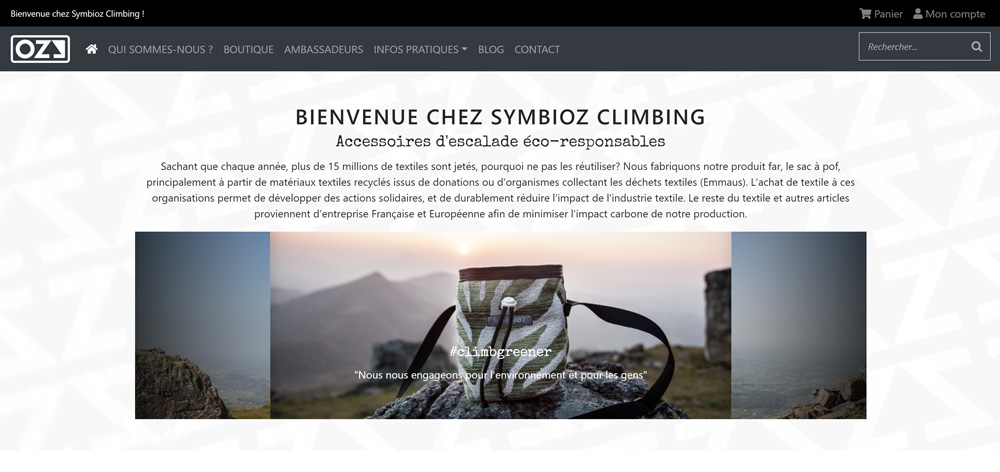 Création site internet de Symbioz Climbing