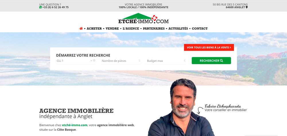 Création de site internet de Etché-immo.com, agence immobilière à Anglet